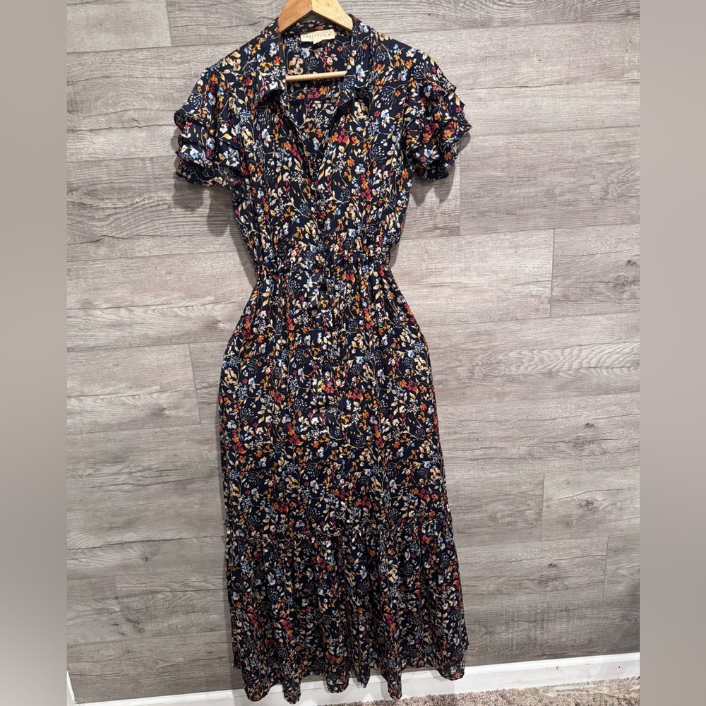 Lovestitch Ruffle sleeve Floral Print Maxi Dress